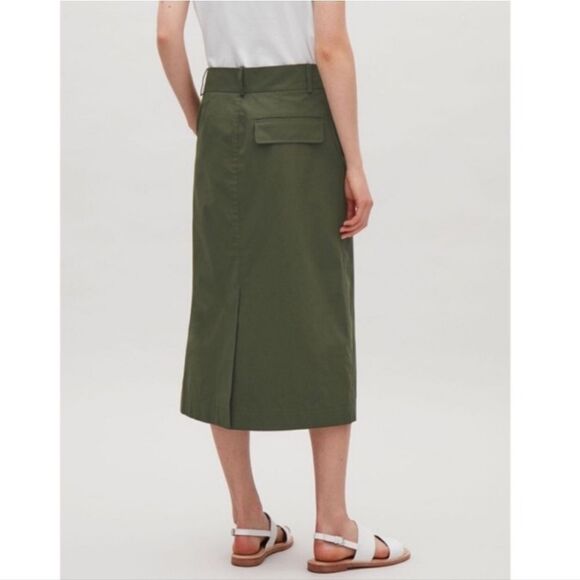 NEW COS olive green utility a-line minimalist midi skirt 12 - Picture 13 of 13